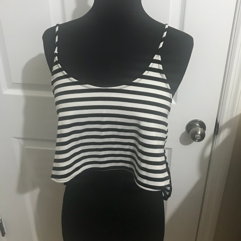 Striped asymmetrical tank top